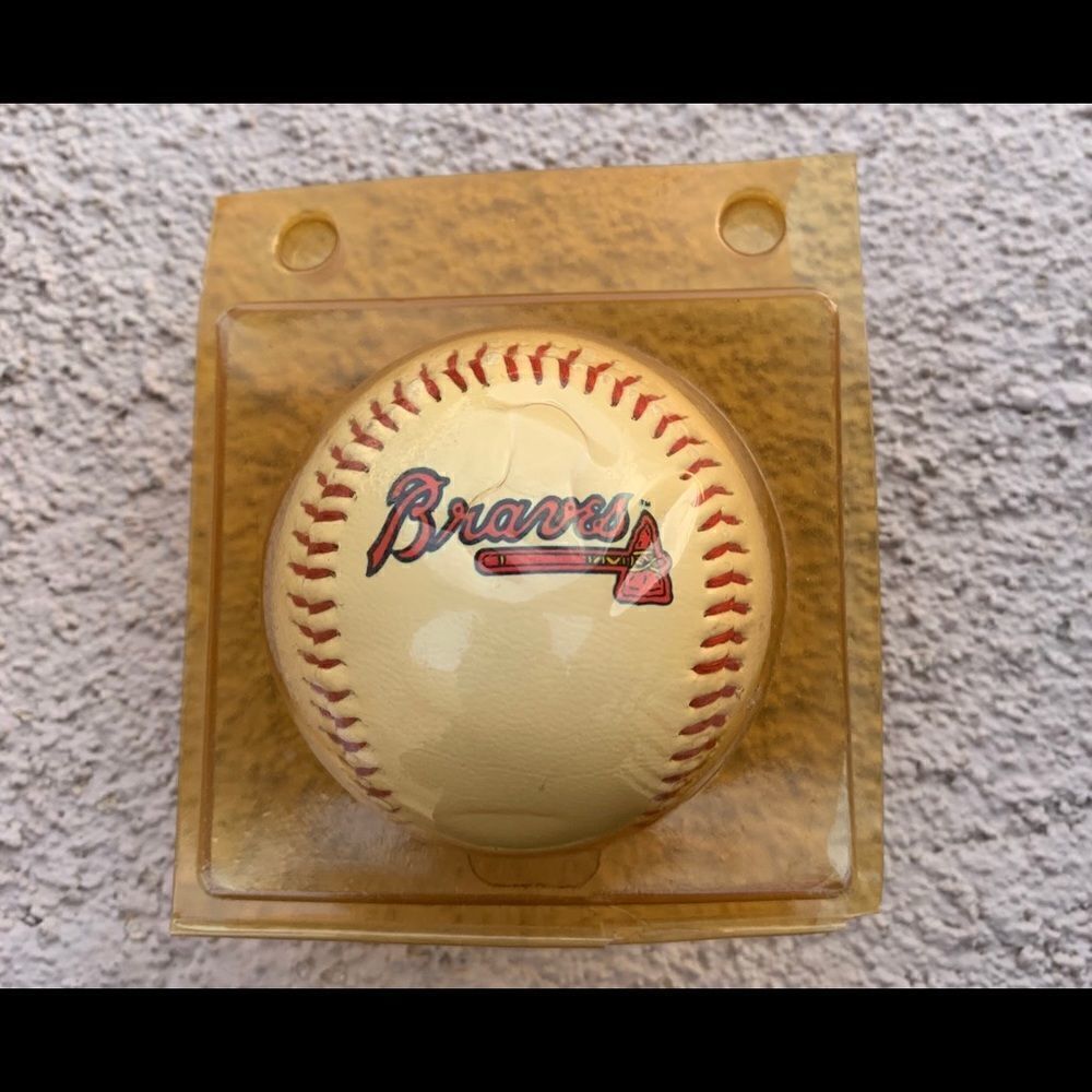 Braves  Logo Baseball Collector Gift Box White Ball Black Red Writing Decoration